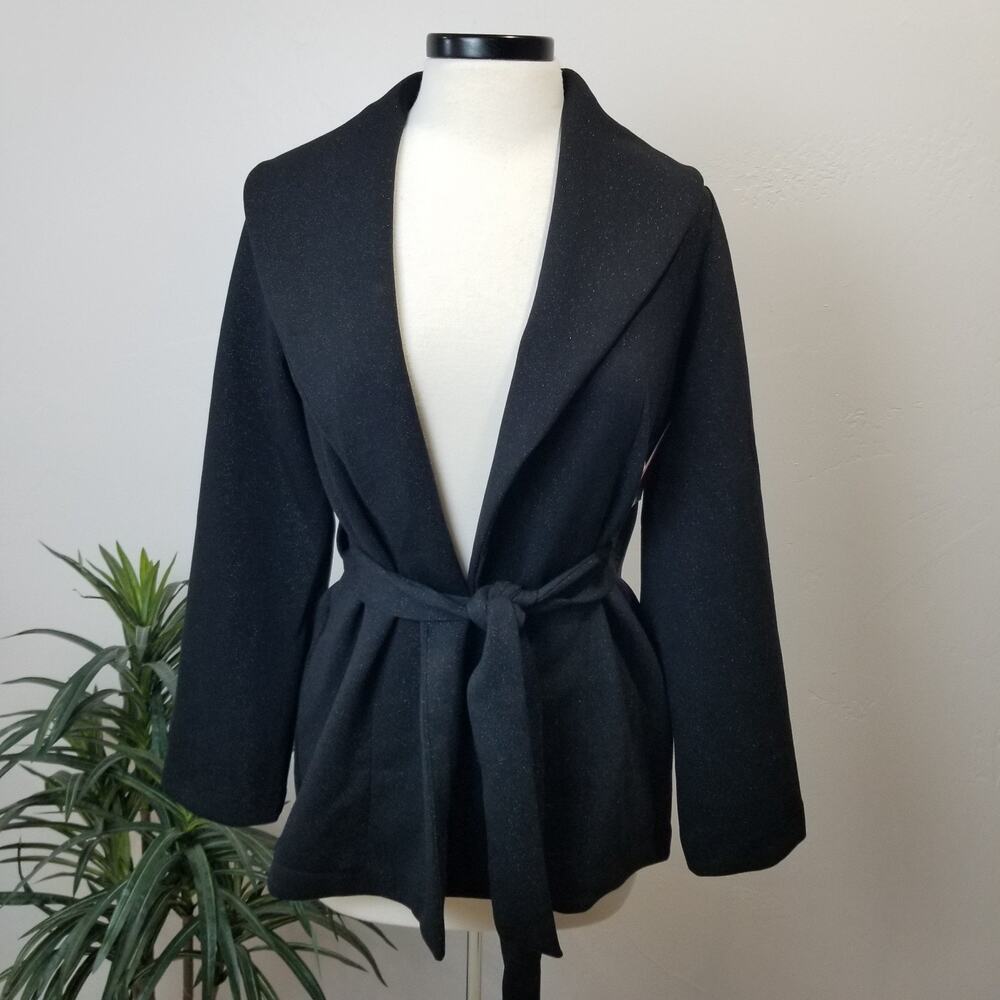 Spanx AirEssentials Wrap Cardigan Womens Small Black Shimmer Knit Belted NWT - Picture 9 of 9